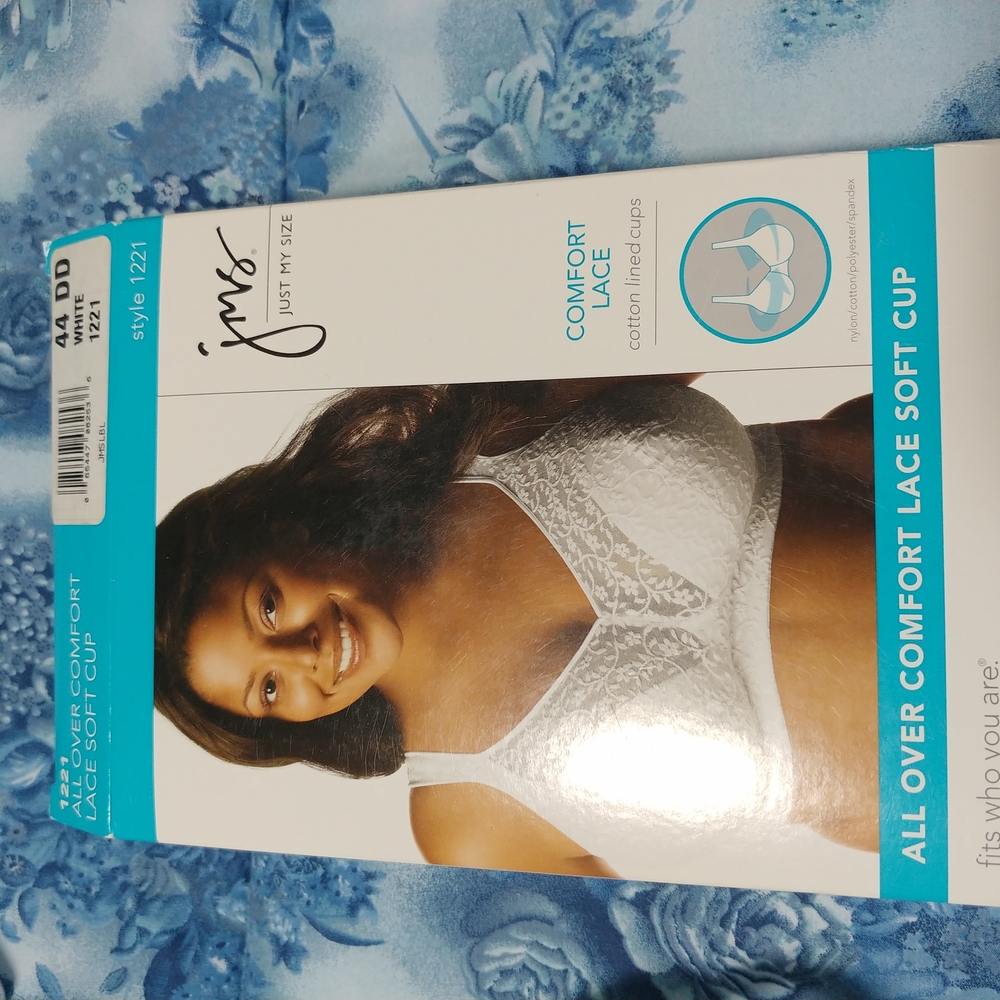 Just My Size Comfort Lace Soft Cup Bra - White